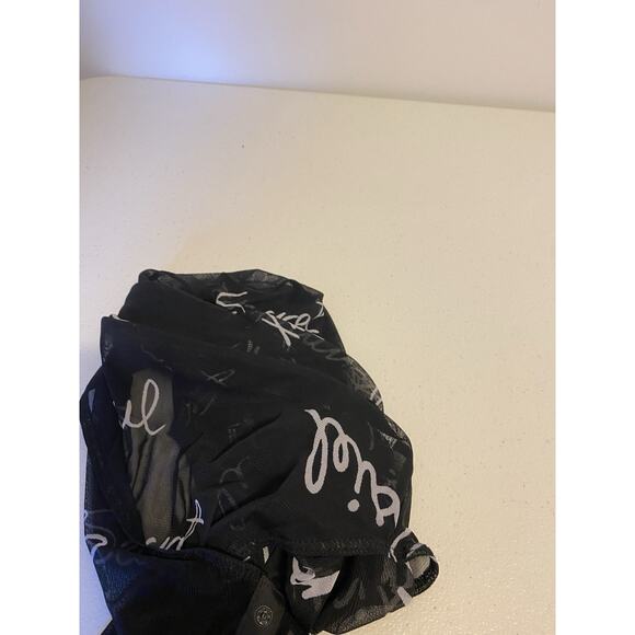 Blashe Y2K Black White Words Print Mesh Body Suit Sexy Whimsigoth Goth Small - Picture 6 of 8